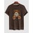 Men's Terry Cloth Crew Neck Cartoon Bear Applique Casual Funny Short Sleeves T Shirt